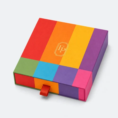Custom Orange Paper Drawer Jewelry Box closed view