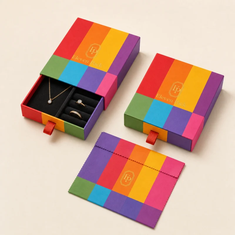 Custom Orange Paper Drawer Jewelry Box custom packaging system scene