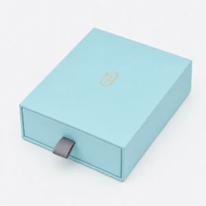 Custom Luxury Tiffany Blue Drawer Cardboard Jewelry Box closed view