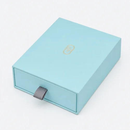 Custom Luxury Tiffany Blue Drawer Cardboard Jewelry Box closed view