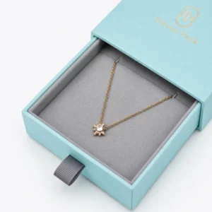 Custom Luxury Tiffany Blue Drawer Cardboard Jewelry Box material and insert detail
