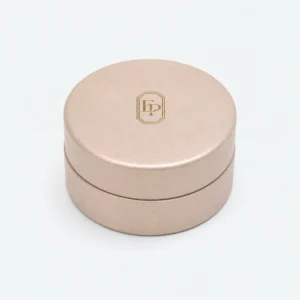 Custom Luxury Champagne Paper Lid and Base Ring Box closed view