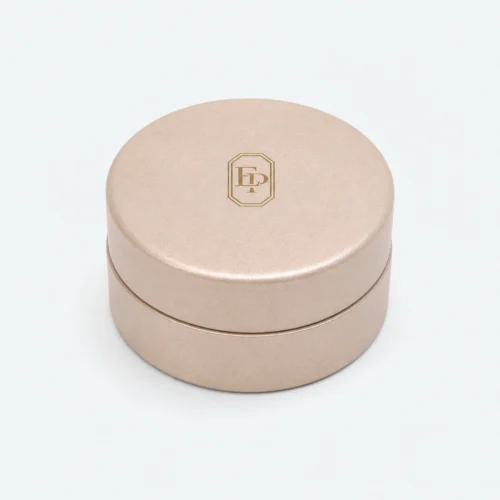 Custom Luxury Champagne Paper Lid and Base Ring Box closed view