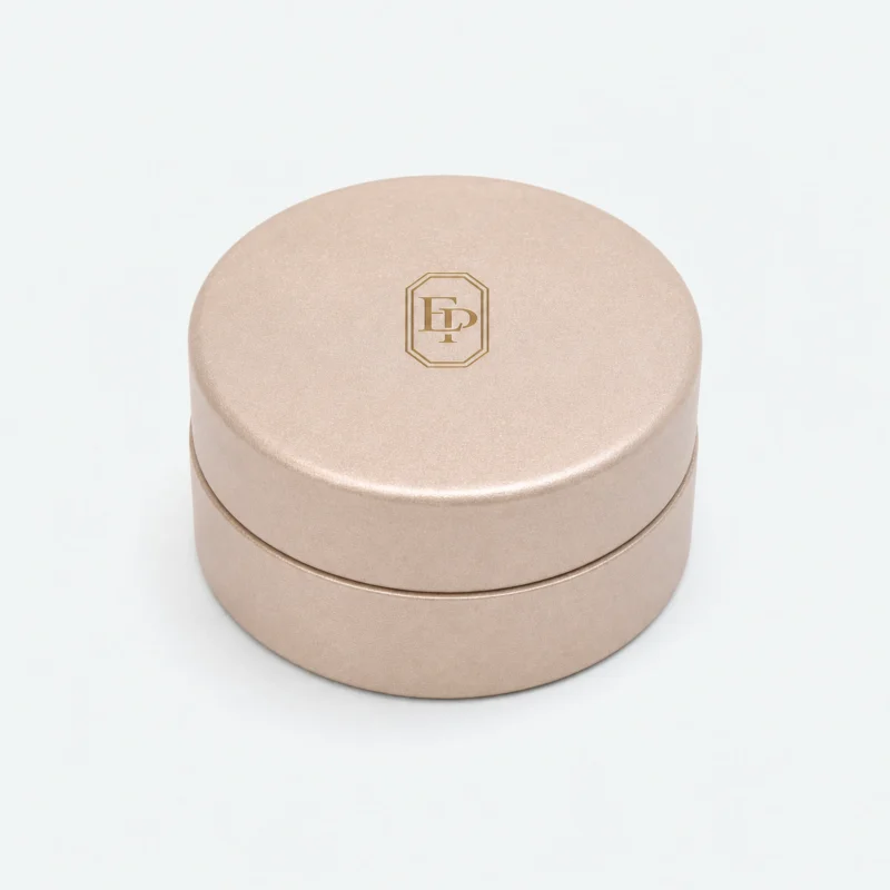 Custom Luxury Champagne Paper Lid and Base Ring Box closed view