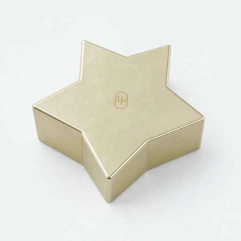 Custom Iridescent Star Lid and Base Earring Box closed view