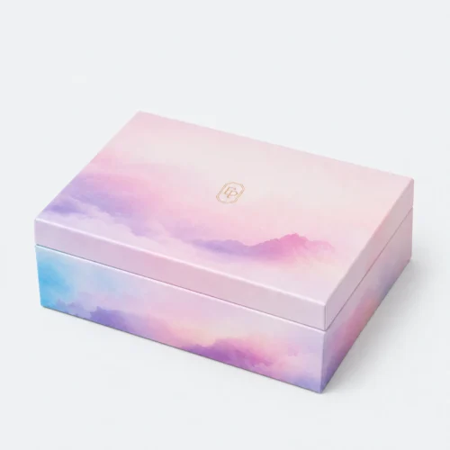 Custom Iridescent Hinged Cardboard Jewelry Box closed view