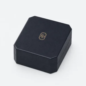Custom Black Paper Suede Jewelry Box closed view