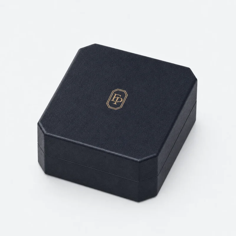Custom Black Paper Suede Jewelry Box closed view