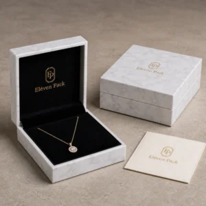 Custom White Marble Pattern Hinged Jewelry Box custom packaging system scene