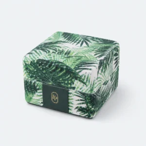 Custom Green Velvet Flip Top Jewelry Box closed view