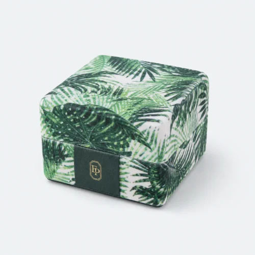 Custom Green Velvet Flip Top Jewelry Box closed view