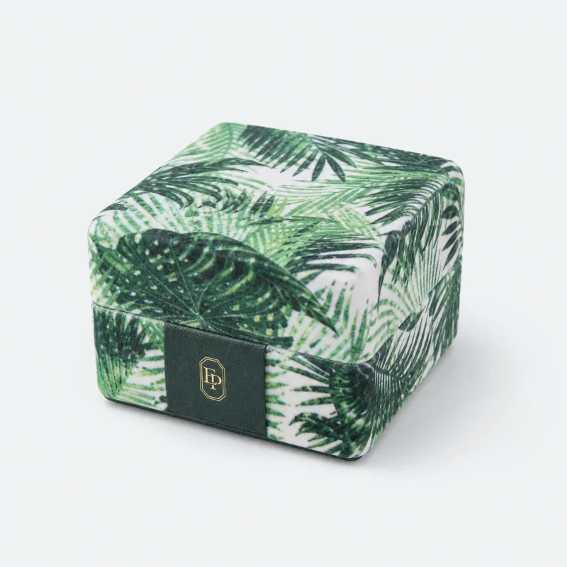 Custom Green Velvet Flip Top Jewelry Box closed view