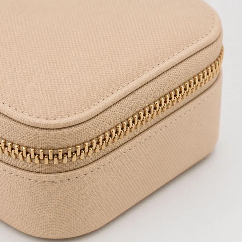 Custom Pink Travel Jewelry Organizer with Zipper Closure material and insert detail