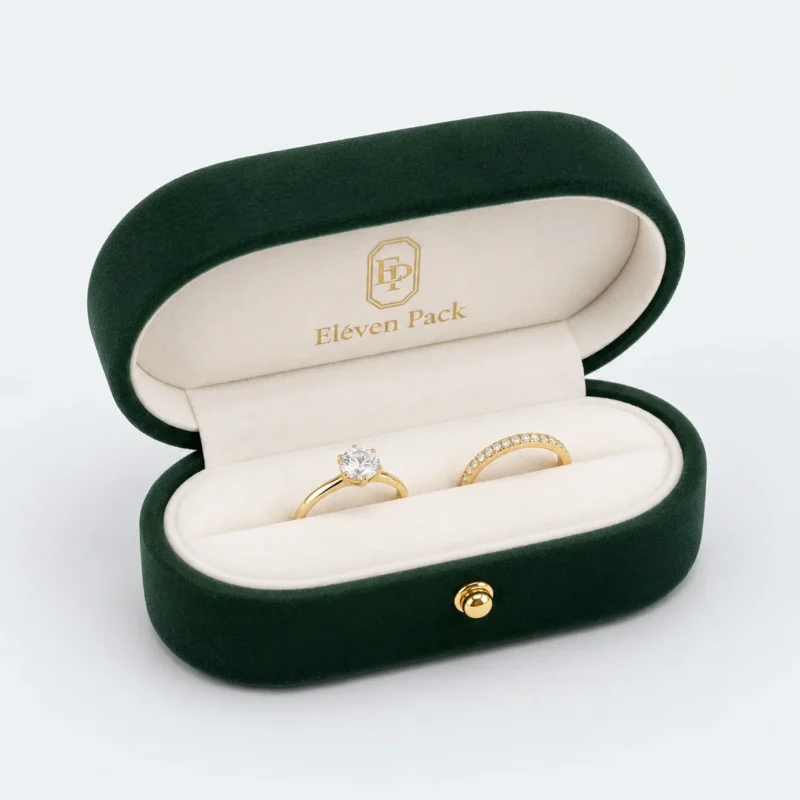 custom multicolor velvet custom double ring box jewelry box 2 - JB-BM-08-P43 product image 2