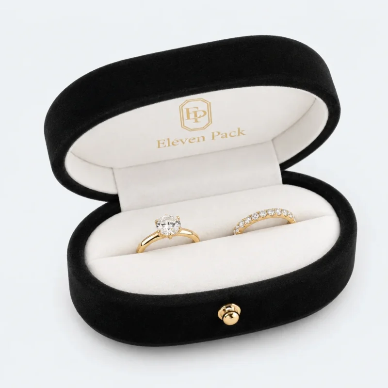 custom multicolor velvet custom double ring box jewelry box 5 - JB-BM-08-P43 product image 5
