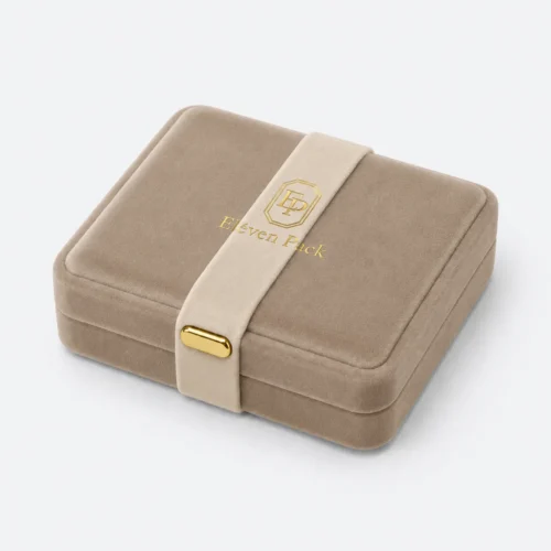 custom three color velvet rectangular rounded corner jewelry box for necklaces and rings jewelry box 2 - JB-BM-08-P60 product image 2