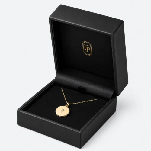 Custom Luxury Black PU Leather Flip Top Necklace Box