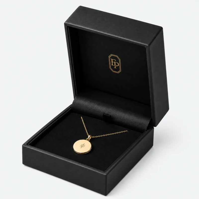 Custom Luxury Black PU Leather Flip Top Necklace Box