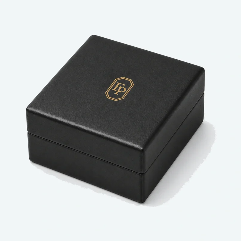 Custom Luxury Black PU Leather Flip Top Necklace Box