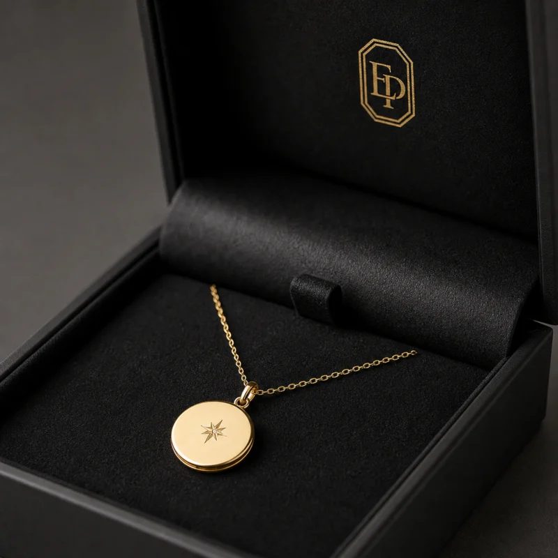 Custom Luxury Black PU Leather Flip Top Necklace Box