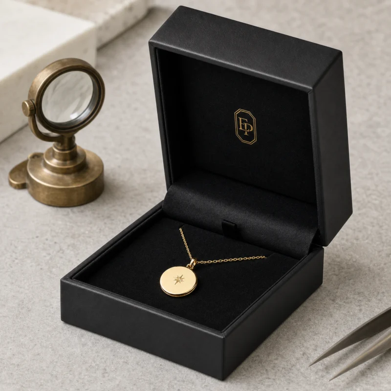 Custom Luxury Black PU Leather Flip Top Necklace Box