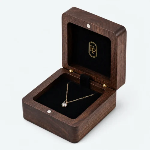 Brown Wooden Hinged Necklace Box Main Open Brown Wooden Hinged Necklace Box Main Open