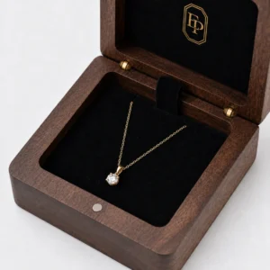 Custom Premium Brown Wooden Hinged Necklace Box