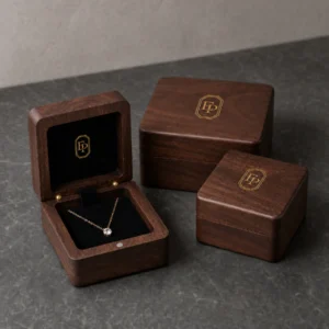 Custom Premium Brown Wooden Hinged Necklace Box