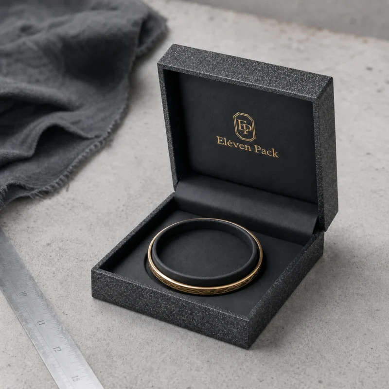 Custom Dark Gray Art Paper Hinged Bangle Box