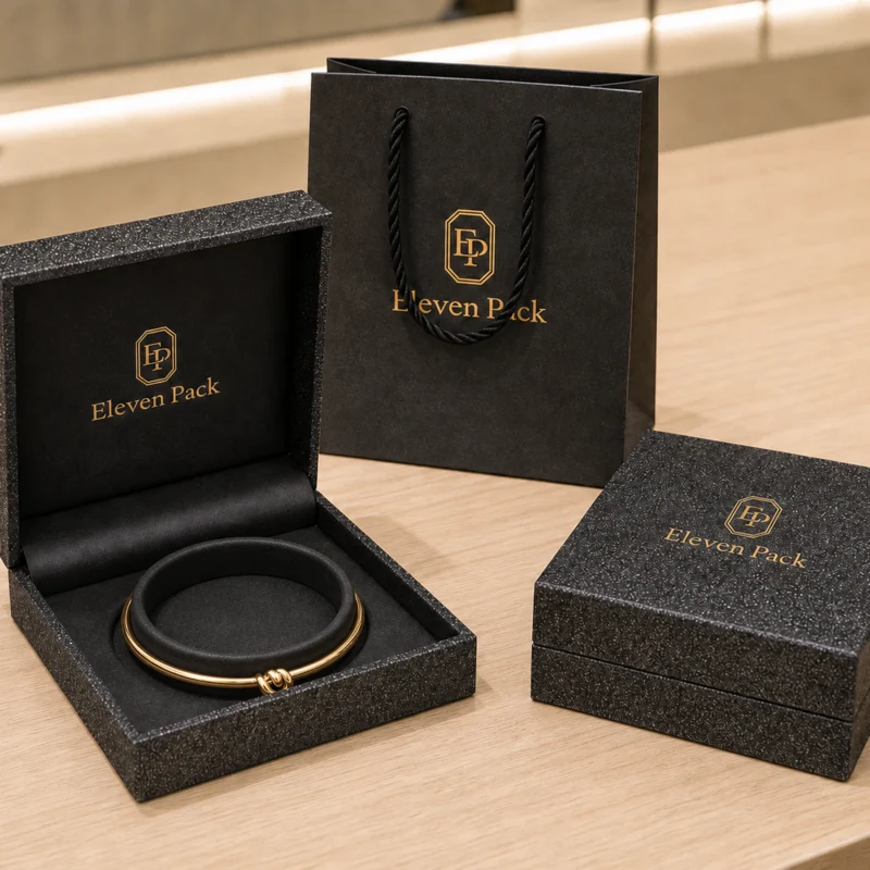Custom Dark Gray Art Paper Hinged Bangle Box