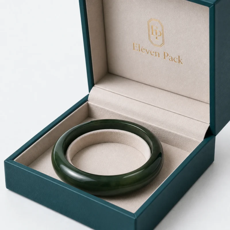 Dark Green Pu Leather Bangle Box Bangle Cushion Detail