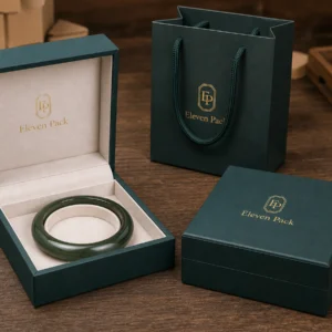 Dark Green Pu Leather Bangle Box Packaging System Scene