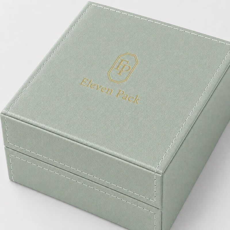 Custom Sage Green Leatherette Hinged Necklace Box