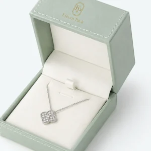 Custom Sage Green Leatherette Hinged Necklace Box