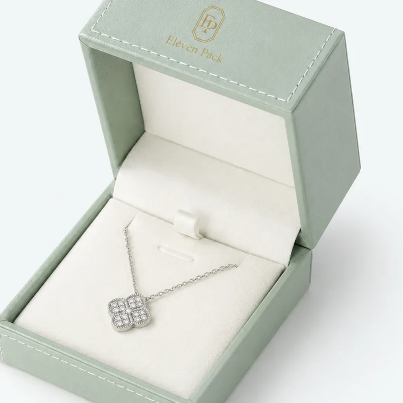 Custom Sage Green Leatherette Hinged Necklace Box