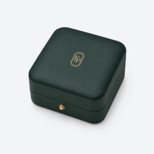 Custom Green PU Leather Flip Top Jewelry Box with Button Closure