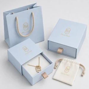 Custom Luxury Sky Blue Drawer Cardboard Jewelry Box