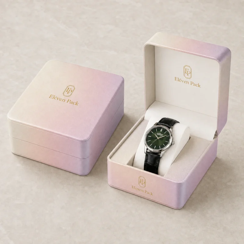 Custom Pink PU Leather Flip Top Watch Box