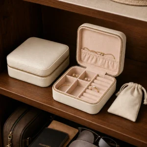 custom-multifunctional-beige-fabric-travel-jewelry-organizer-image-06-packaging-system-scene Custom Beige Travel Jewelry Organizer Case