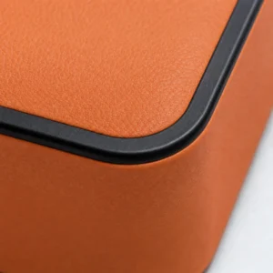 Custom Orange and Black PU Leather Flip Top Jewelry Box
