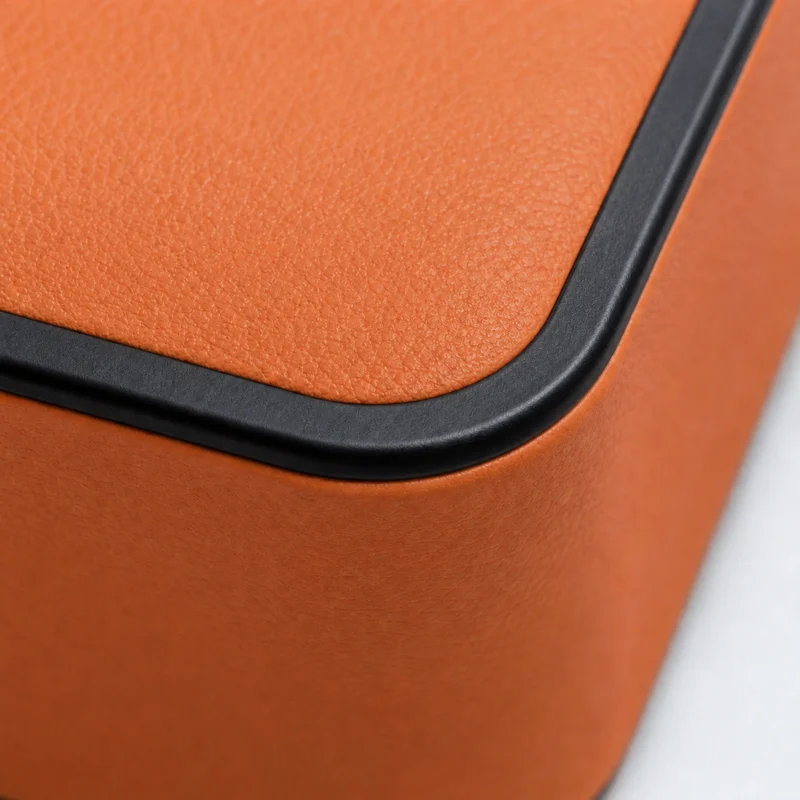 Custom Orange and Black PU Leather Flip Top Jewelry Box