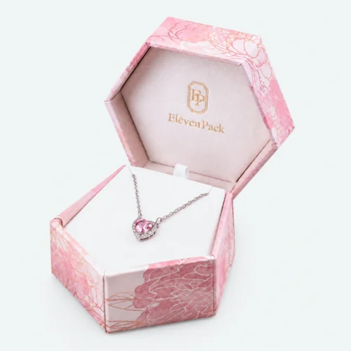 Custom Pink Art Paper Hexagon Jewelry Box