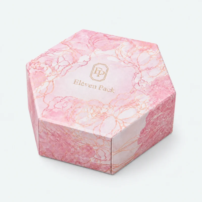 Custom Pink Art Paper Hexagon Jewelry Box