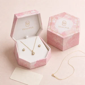 Custom Pink Art Paper Hexagon Jewelry Box