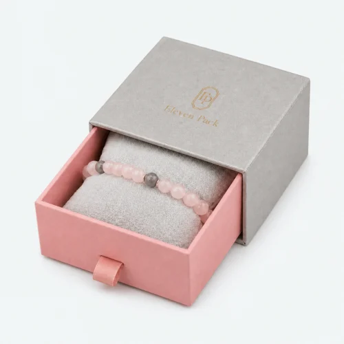 custom-pink-gray-drawer-jewelry-box-image-01-main-open Custom Pink and Gray Cardboard Flip Top Jewelry Box