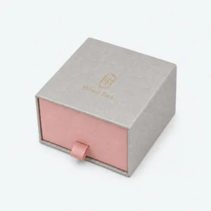 Custom Pink and Gray Cardboard Flip Top Jewelry Box