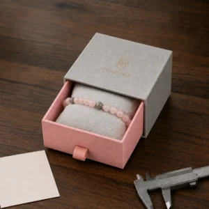 Custom Pink and Gray Cardboard Flip Top Jewelry Box