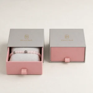 Custom Pink and Gray Cardboard Flip Top Jewelry Box