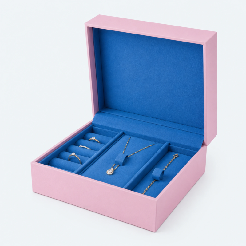 Custom Pink Paper Drawer Jewelry Organizer Box
