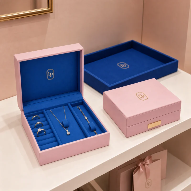 Custom Pink Paper Drawer Jewelry Organizer Box